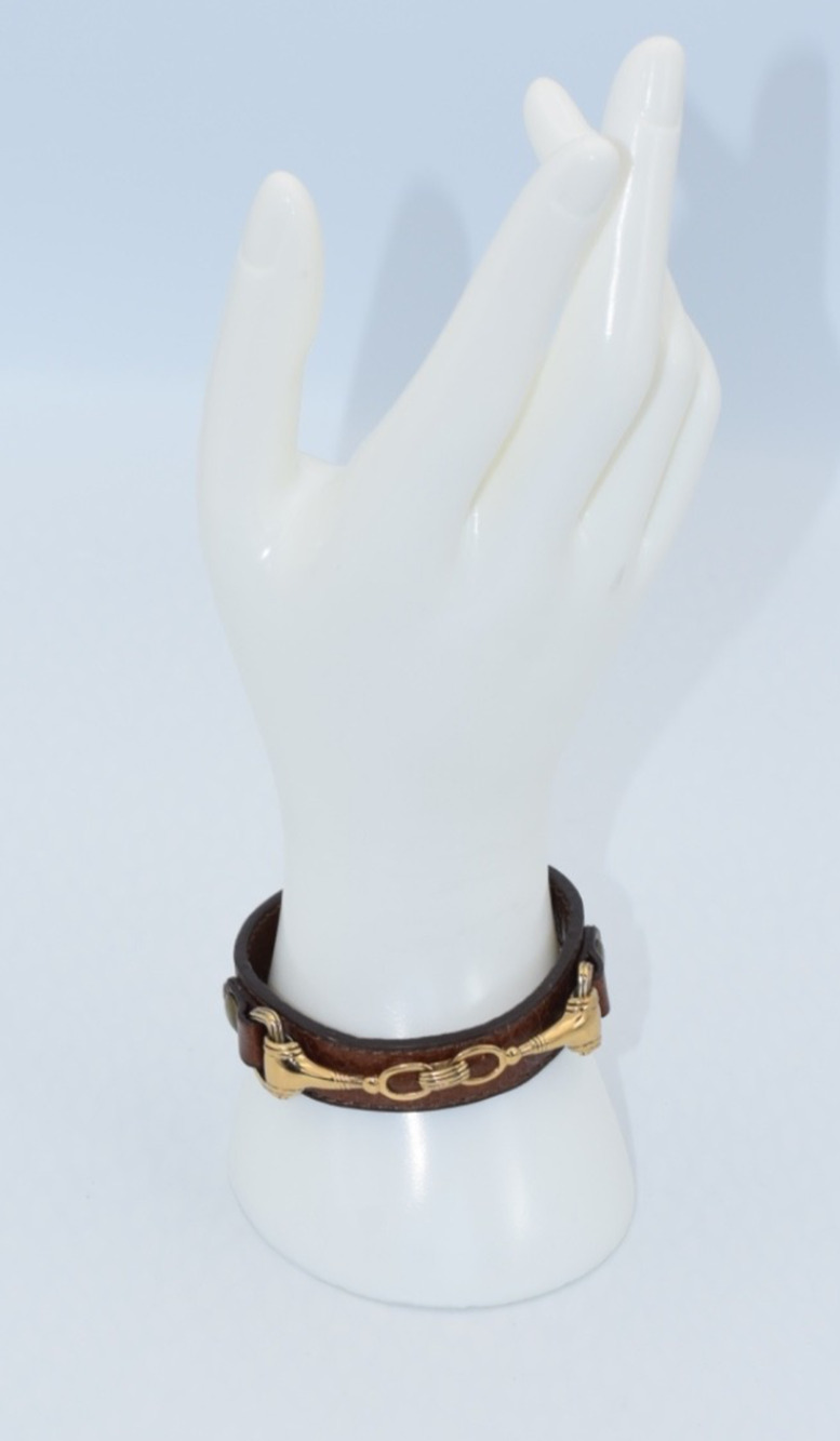 BARSE Equestrian BOHO Snaffle Bit Brown Leather Band Bracelet